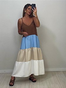 VESTIDO SAMANTA AZUL/OFF/MARROM (AR25-1706)