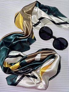 LENÇO CETIM NUDE/VERDE (AR25-1921)