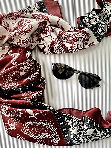 LENÇO CETIM VERMELHO E PRETO (AR25-1937)