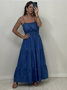 VESTIDO JEANS LASTEX NA CINTURA (AR25-1968)