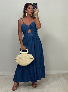 VESTIDO JEANS ABERTURA NO BUSTO (AR25-1967)