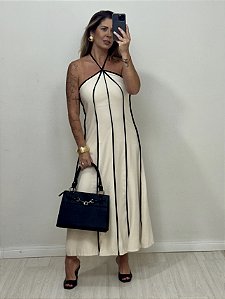 VESTIDO LIZ CRU E PRETO (AR25-1737)