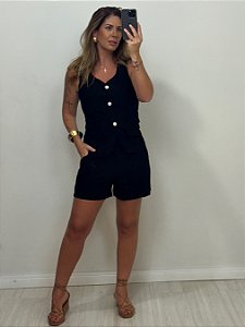 CONJUNTO SHORT/COLETE PRETO (AR25-1869)