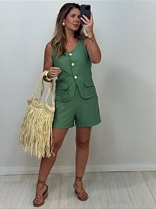 CONJUNTO SHORT/COLETE VERDE (AR25-1867)