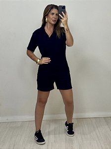 CONJUNTO FLORA POLO E SHORT PRETO (AR25-1979)