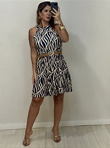 VESTIDO CURTO AZUL/OFF (AR25-1999)