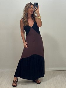 VESTIDO TAINARA MARROM/PRETO (AR25-2145)
