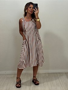 VESTIDO ROBERTA LISTRADO MARROM (AR25-2192)