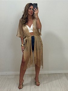 KIMONO BRILHO COM AMARRAÇÃO DOURADO (AR25-2250)