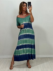 VESTIDO ARTESANAL AZUL/VERDE (AR25-2500)