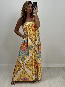 VESTIDO ALANA LONGO ESTAMPADO AMARELO (AR25-2487)