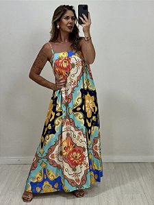 VESTIDO ALANA LONGO ESTAMPADO AZUL (AR25-2490)