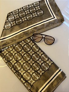 LENÇO CETIM MARROM/OFF (AR26-224)