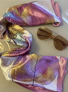 LENÇO CETIM FOLHA ROSA (AR26-226)