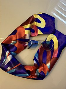 LENÇO CETIM COLORIDO AZUL (AR26-232)