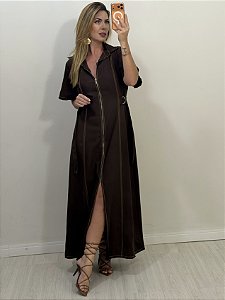 VESTIDO LYA ZÍPER MARROM (AR26-501)