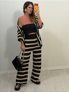 CONJUNTO TRICOT PRETO/NUDE (AR26-827)
