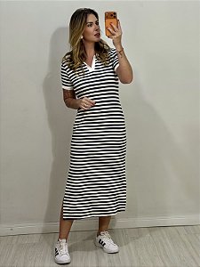 VESTIDO GOLA POLO LISTRA AZUL MARINHO (AR26-809)