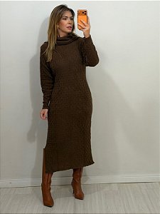VESTIDO TRICOT MOUSSE MARROM (AR26-805)