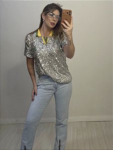 BLUSA BRASIL PAETÊ PRATA (AR26-1059)