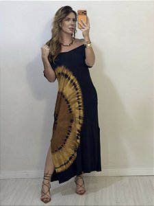 VESTIDO ARTESANAL MANDALA MOSTARDA (AR26-1460)