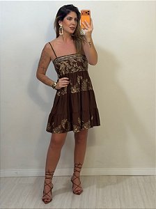 VESTIDO CURTO ARABESCO MARROM (AR26-1491)