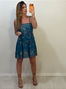 VESTIDO CURTO ARABESCO AZUL (AR26-1489)