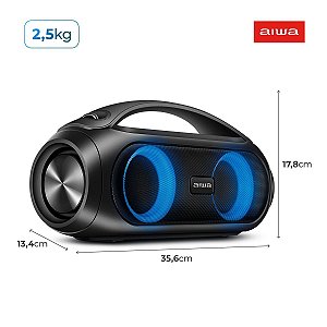 Caixa de Som Boombox AIWA AWS-BBS-02 50W BT 4H IPX5 RGB USB