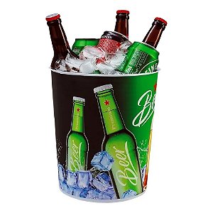 Balde P/gelo E Cerveja 7litros Plástico Decorado Verde