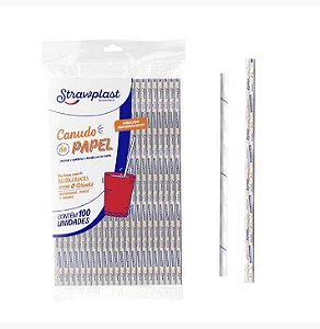Canudo De Papel Embalado Strawplast C/100unidades 6mm Branco