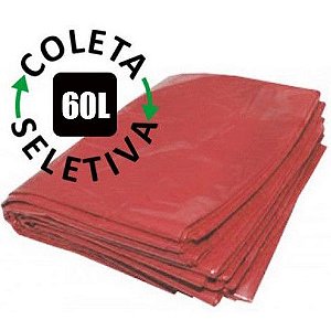 Saco Para Lixo Seletivo 60litros Vermelho C/100unidades