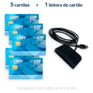 Pacote de mídias: 5 CARTÕES + 1 LEITORA DE CARTÃO USB (para Certificado Digital A3)