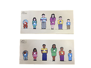 Kit  Encaixe único figuras diferentes-  Família negra e família branca
