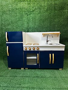 Mini Cozinha com Geladeira Berçario Azul