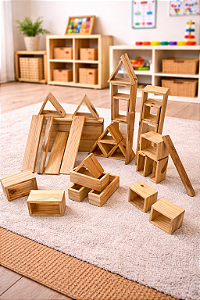 Blocos Gigantes de Madeira com Caixa – Construção Criativa em Grande Escala