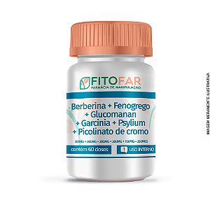 Berberina + Fenogrego + Glucomanan + Garcinia + Psylium + Picolinato de cromo - 60 doses - Fitofar