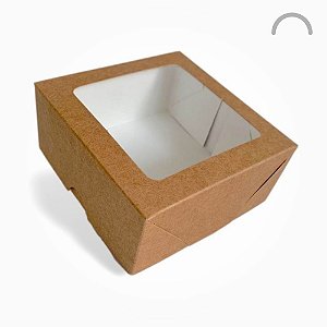 Caixa para Presente com Visor Kraft - 10x10x4cm - 20 unids.