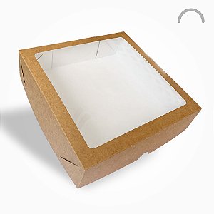 Caixa para Presente com Visor Kraft - 25x25x6,5cm - 20 unids