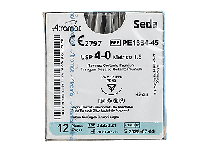 PE1334-45 | Fio Sutura Seda 4-0 AG Triang. 3/8 13 mm