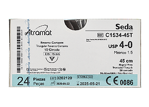 C1534-45T | Fio Sutura Seda 4-0 AG Triang. 1/2 15 mm