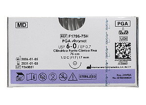 F1796-75H | Fio Sutura PGA 6-0 AG Cil. 1/2 17 mm - Urologia
