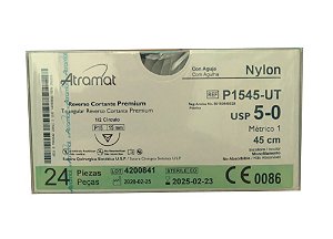 P1545-UT | Fio Sutura Nylon Incolor 5-0 AG Triang. 1/2 15 mm (equivalente ao Mononylon P1602T)