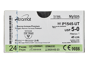 P1545-UT | Fio Sutura Nylon Incolor 5-0 AG Triang. 1/2 15 mm