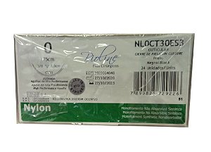 NL0CT30ES3 | Fio Sutura Nylon 0 AG Triang. 3/8 30 mm