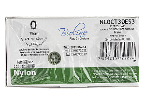 NL0CT30ES3 | Fio Sutura Nylon 0 AG Triang. 3/8 30 mm