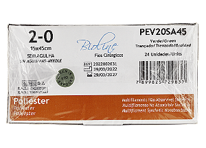 PEV20SA45 | Fio Sutura de Poliéster 2-0 15x45 cm Sem Agulha