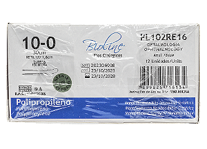 PL102RE16 | Fio Sutura Bioline Polipropileno 10-0 2 x AG Espátula Reta 16 mm - Oftalmologia
