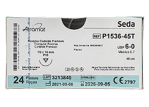 P1536-45T | Fio Sutura Seda 6-0 AG Triang. 1/2 15 mm