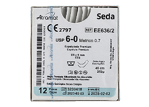 EE636/2 | Fio Sutura Seda 6-0 2x AG Espátula 3/8 6 mm - Oftalmologia