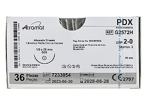 G2572H | Fio Sutura PDX Atramat 2-0 AG Cil. 1/2 círclo 25 mm